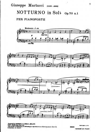 Martucci - Nocturnes, Op. 70 - Piano Score - 1. Nocturne in G-flat major