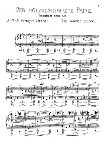Bartók - The Wooden Prince, Sz.60 (Op. 13) - For Piano solo (Composer) - Score