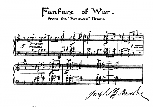 Holbrooke - Bronwen - Fanfare of War For Piano solo (Henry) - Score
