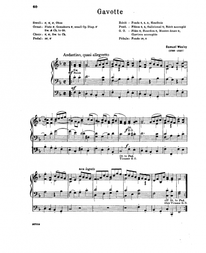 Wesley - Gavotte in F major - Score