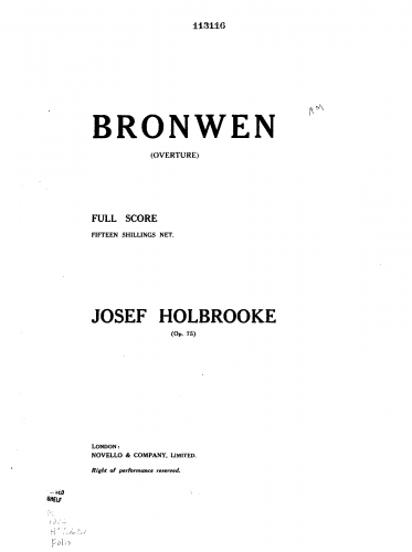 Holbrooke - Bronwen Overture, Op. 75 - Score