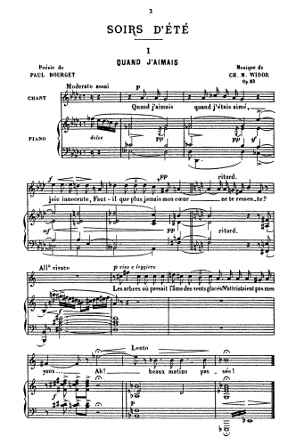 Widor - Soirs d'été, Op. 63 - Score