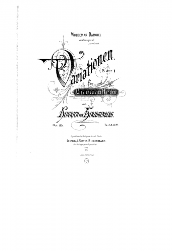 Herzogenberg - Thema und Variationen, Op. 85 - Score