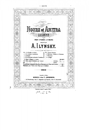 Ilyinsky - Noure et Anitra - For 2 Pianos - Score