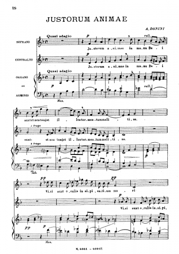 Donini - Justorum animae - Vocal Score