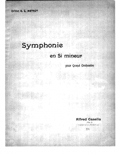 Casella - Symphony, Op. 5 - Score