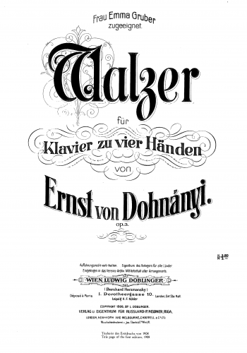 Dohnányi - Waltz, Op. 3 - Score