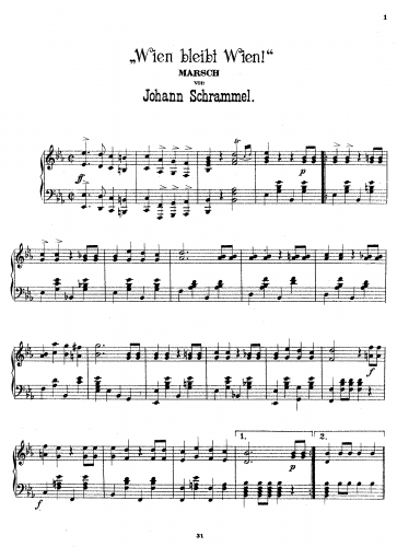 Schrammel - Wien bleibt Wien! - Complete Piano Score