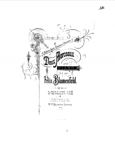 Blumenfeld - Two Pieces, Op. 22 - Score