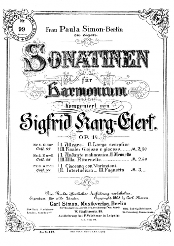 Karg-Elert - 3 Sonatinas, Op. 14 - No. 3 - Sonatina A minor