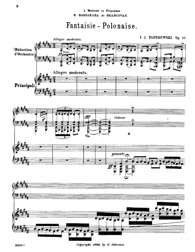 Paderewski - Polish Fantasy for Piano and Orchestra - Arrangements and  Transcriptions For 2 Pianos - Score