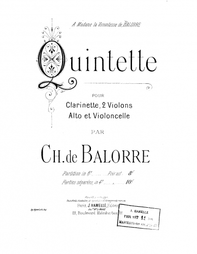 Balorre - Clarinet Quintet - Score