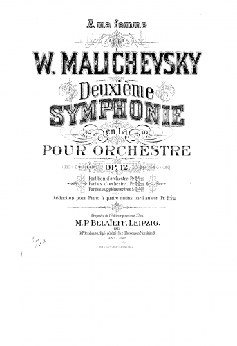 Maliszewski - Symphony No. 2 in A major, Op. 12 - For Piano 4 Hands (Composer) - Score
