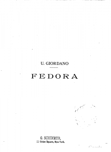 Giordano - Fedora - Vocal Score German - Score