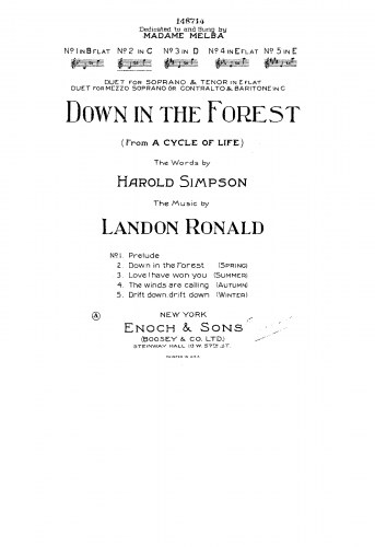 Ronald - Cycle of Life, song cycle - Score