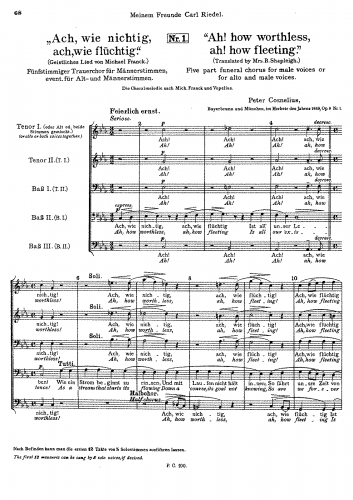 Cornelius - Trauerchöre, Op. 9 - Score