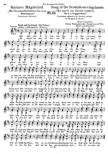 Cornelius - Mainzer Mägdelied - Score