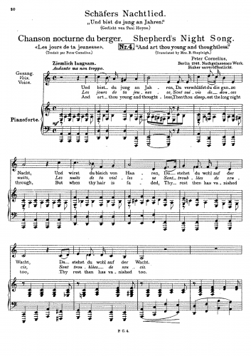 Cornelius - Schäfers Nachtlied - Score
