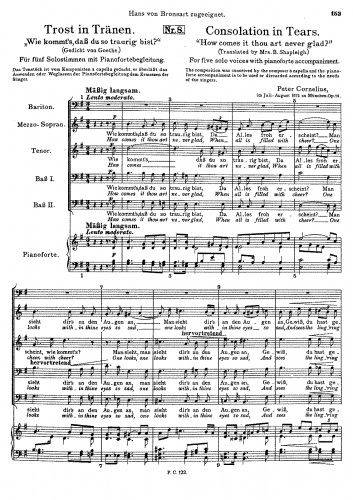 Cornelius - Trost in Tränen, Op. 14 - Score