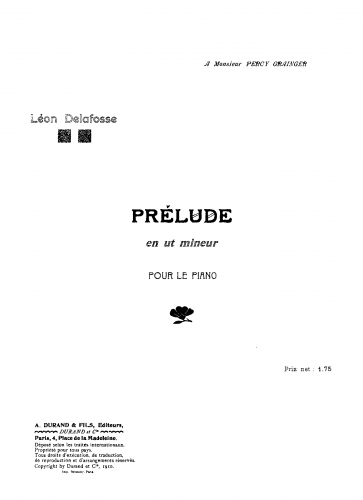 Delafosse - Prélude en ut mineur - Score