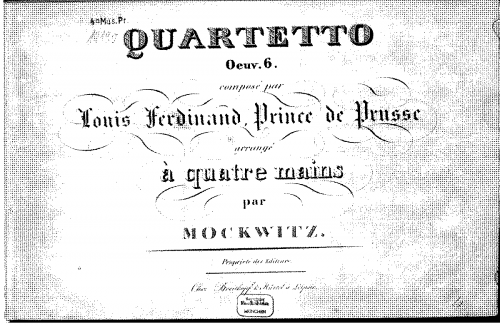 Louis Ferdinand - Piano Quartet - For Piano 4 Hands (Mockwitz) - Score