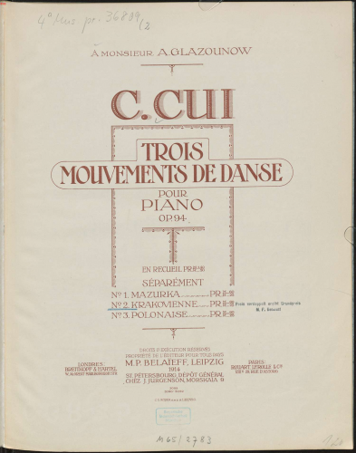 Cui - 3 Mouvements de danse - No. 2: Krakovienne (color scan)