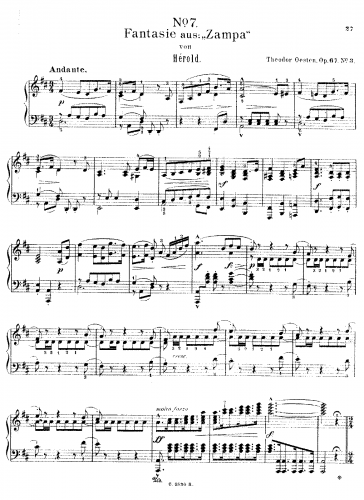Oesten - Six Fantaisies Brilliantes Sur Des Motifs Favoris De L'Opera, Op. 67 - 3. Fantasie on Harold's Zampa