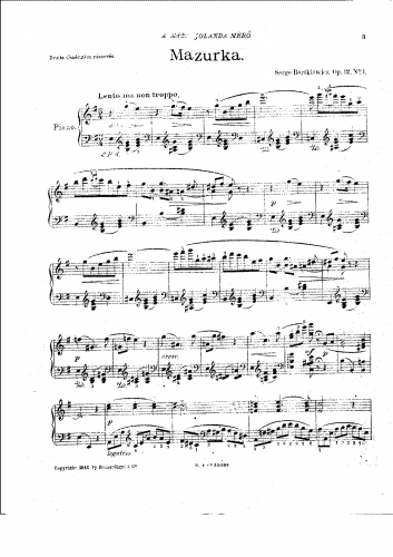 Bortkiewicz - 3 Morceaux, Op. 12 - Score