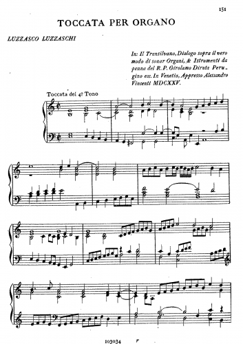 Luzzaschi - Toccata per Organo - Score