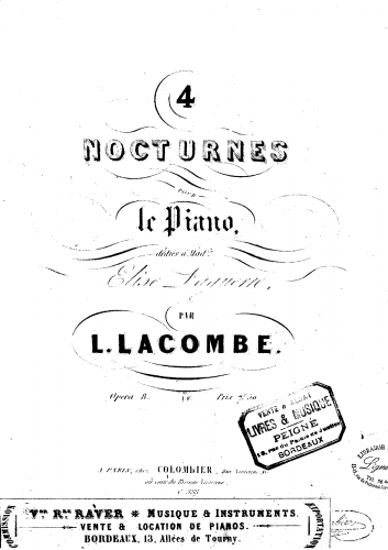 Lacombe - 4 Nocturnes, Op. 8 - Piano Score - Score