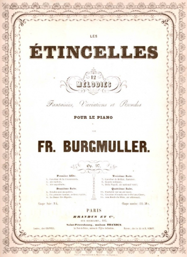 Burgmüller - Les étincelles, Op. 97 - Piano Score No. 7. Fantaisie sur une Cavatine de Bellini - Score