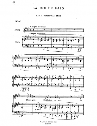 Hahn - La Douce Paix - Score