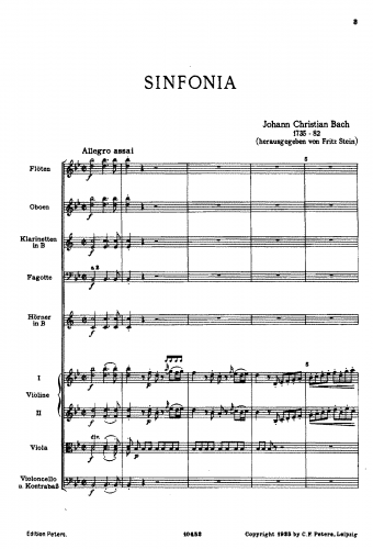 Bach - Symphony in B flat major (Lucio Silla Overture) - Full Score