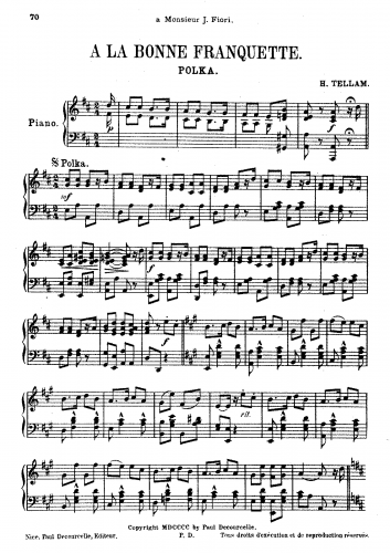 Decourcelle - A la Bonne Franquette, Polka - Score