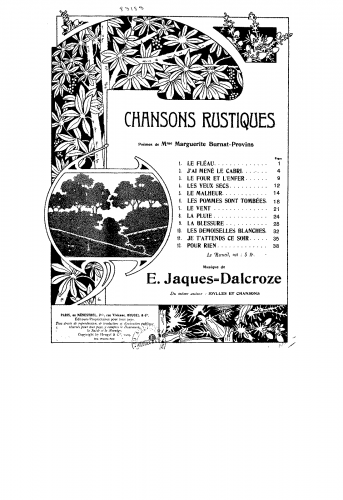 Jaques-Dalcroze - Chansons rustiques - Score