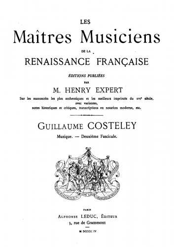 Expert - Maîtres Musiciens de la Renaissance Française, Volume 18 - 19 Preface - Front matter (title, foreword, facsimile pages)