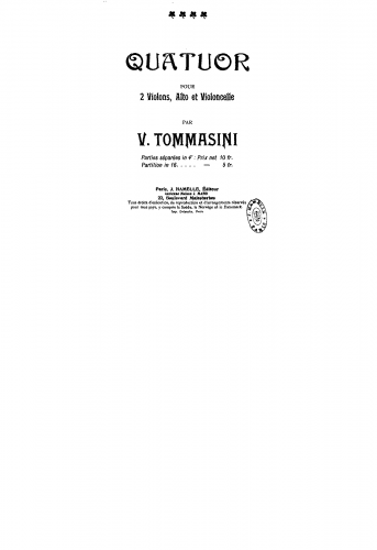 Tommasini - String Quartet - Score