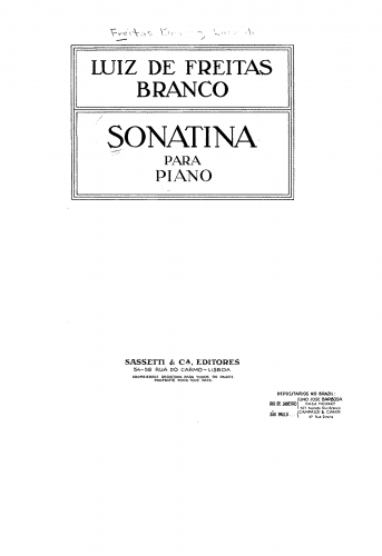 Freitas Branco - Sonatina para piano - Score