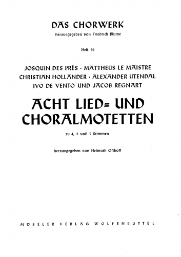 Vento - Mit Gott, so wöll'n wir's heben an - Score