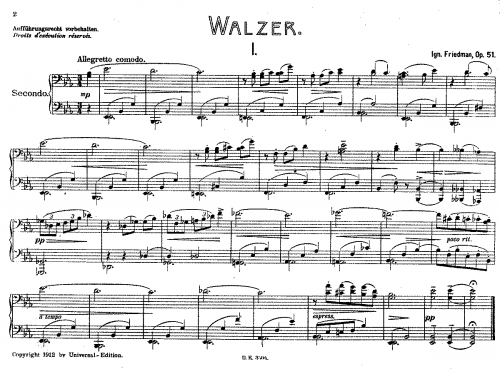 Friedman - 5 Waltzes, Op. 51 - Score