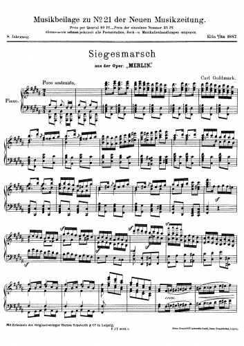 Goldmark - Merlin - Siegesmarsch For Piano solo - Score