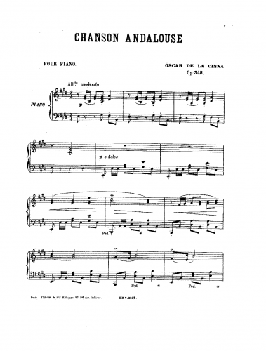 Cinna - Chanson Andalouse, Op. 348 - Score