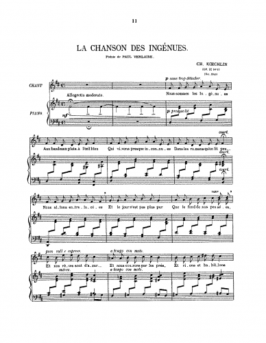 Koechlin - 4 Mélodies, Op. 22 - Score
