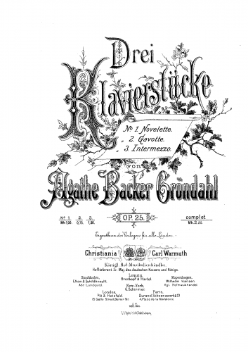 Backer-Grøndahl - 3 Klavierstücke, Op. 25 - Score