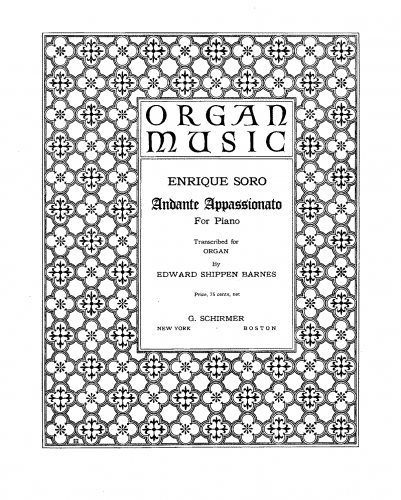 Soro - Andante Appassionato - For Organ solo (Barnes) - Score