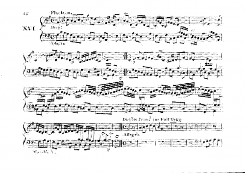Flackton - Six Solos, Three for a Violoncello and Three for a Tenor, Accompanied Either with a Violoncello or Harpsichord - Sonata VI (Adagio and Allegro) For Organ or Piano (Marsh) - Score