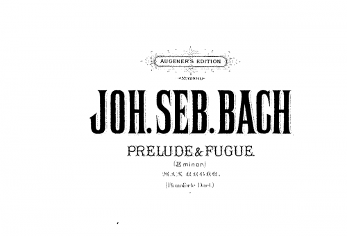 Bach - Prelude and Fugue in E minor, BWV 548 - For Piano 4 hands (Reger) - Score