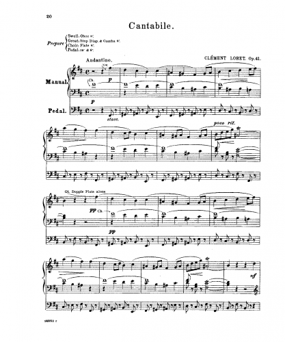 Loret - Cantabile, Op. 41 - Score