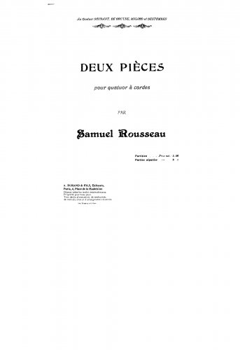 Rousseau - 2 Pièces pour quatuor à cordes - Score