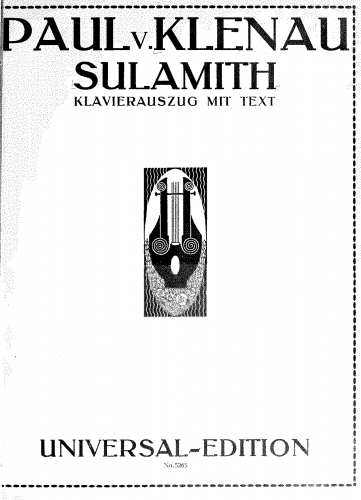Klenau - Sulamith - Vocal Score - Score